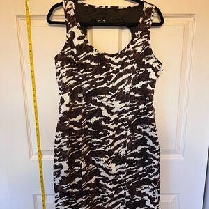 Michael Kors Brown and White Animal Print Midi Dress